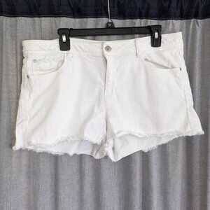 White Denim Mini Shorts Women's Size 12 Cutoff Preppy Spring Summer FC Jeans